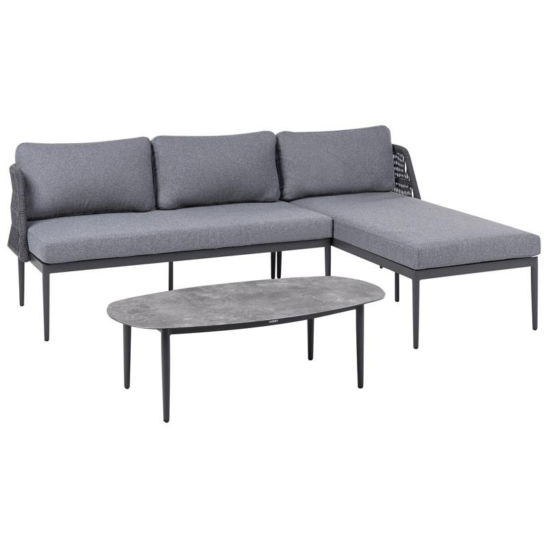 Hjørnesofa udendørs med bord 3-personers Leffe venstrevendt - Grå - Have - Udendørs miljø - Altan & terrasse - Altanmøbler