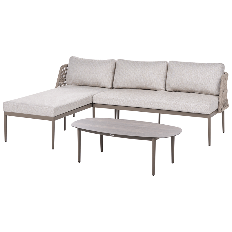 Hjørnesofa udendørs med bord 3-personers Leffe højrevendt - Beige - Have - Udendørs miljø - Altan & terrasse - Altanmøbler