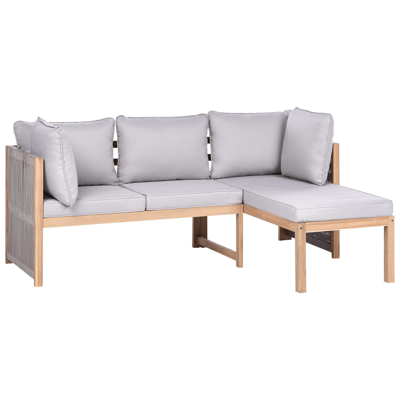 Hjørnesofa udendørs med bord 3-personers Arabba venstrevendt akacietræ - Brun/Grå - Have - Udendørs miljø - Altan & terrasse - Altanmøbler