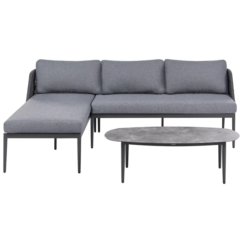 Hjørnesofa udendørs med bord 3-personers Leffe højrevendt, Grå