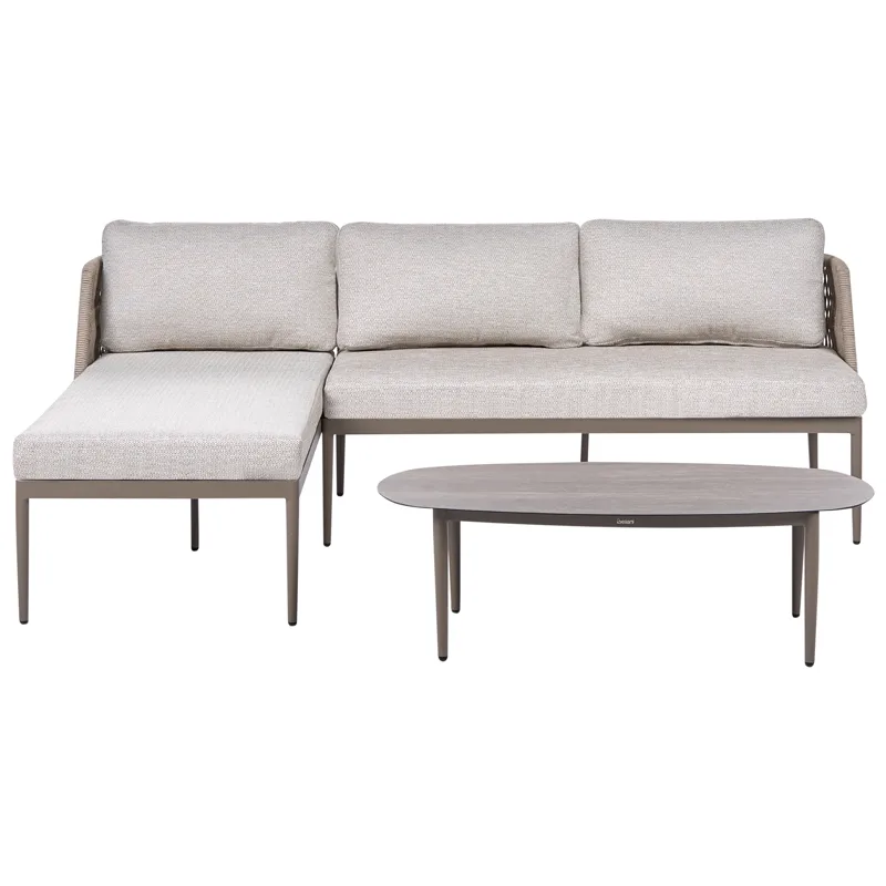 Hjørnesofa udendørs med bord 3-personers Leffe højrevendt, Beige