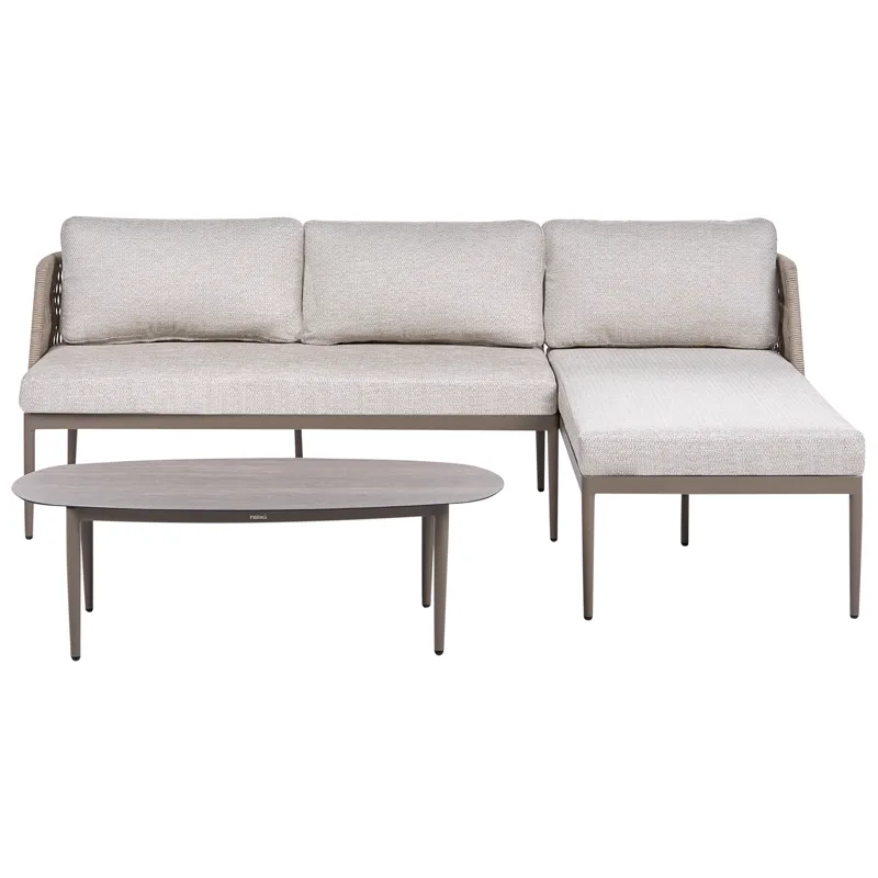 Hjørnesofa udendørs med bord 3-personers Leffe venstrevendt, Beige