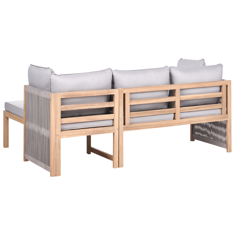 Hjørnesofa udendørs med bord 3-personers Arabba venstrevendt akacietræ - Brun/Grå - Have - Udendørs miljø - Altan & terrasse - Altanmøbler