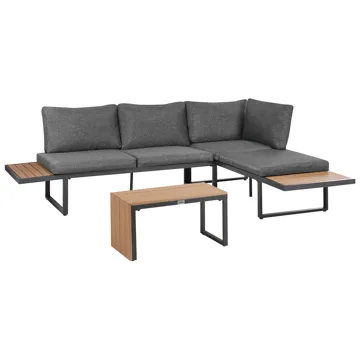 Hjørnesofa udendørs med bord 4-personers Pienza højrevendt - Grå/Brun/Sort - Havemøbler - Loungemøbler - Sofagrupper udendørs