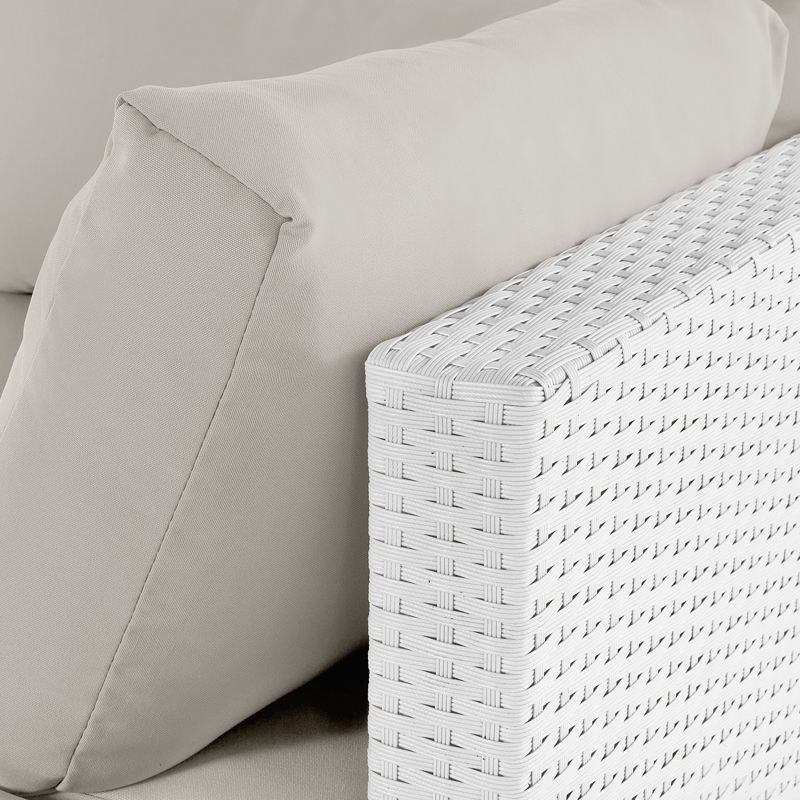 Hjørnesofa udendørs med bord 4-personers Sano højrevendt modulær kunstflet - Hvid/Beige - Have - Udendørs miljø - Altan & terrasse - Altanmøbler