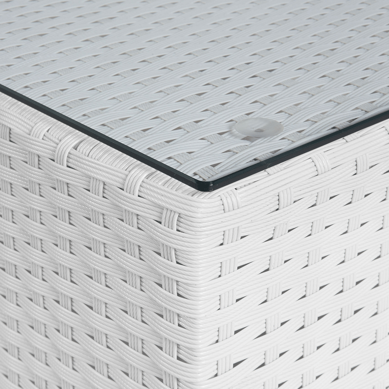 Hjørnesofa udendørs med bord 4-personers Sano højrevendt modulær kunstflet - Hvid/Beige - Have - Udendørs miljø - Altan & terrasse - Altanmøbler