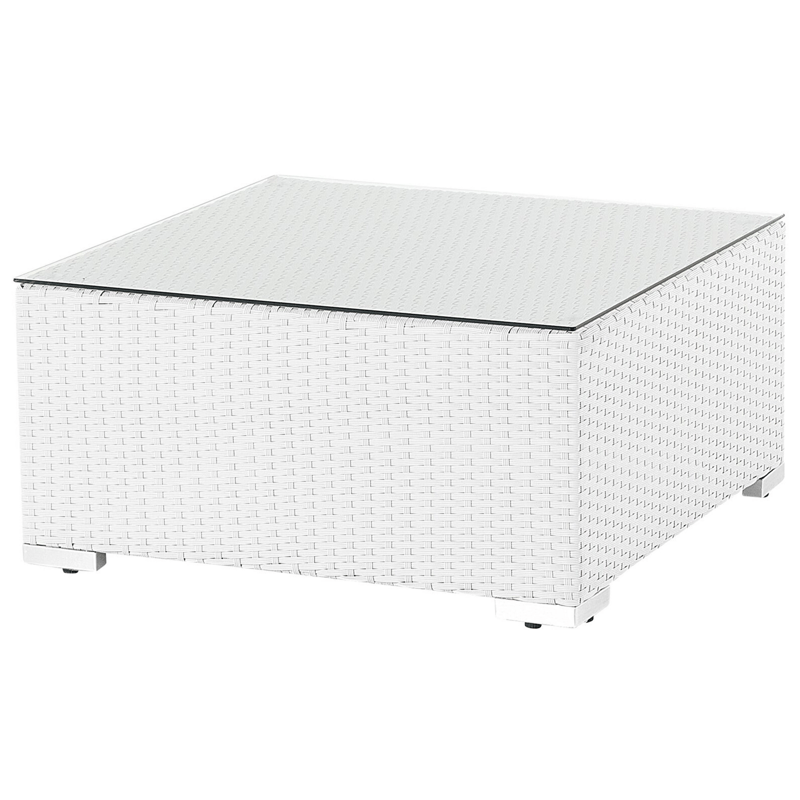 Hjørnesofa udendørs med bord 4-personers Sano højrevendt modulær kunstflet - Hvid/Beige - Have - Udendørs miljø - Altan & terrasse - Altanmøbler