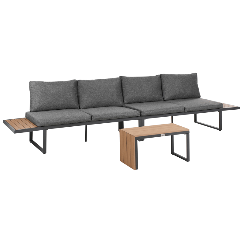 Hjørnesofa udendørs med bord 4-personers Pienza højrevendt - Grå/Brun/Sort - Have - Udendørs miljø - Altan & terrasse - Altanmøbler