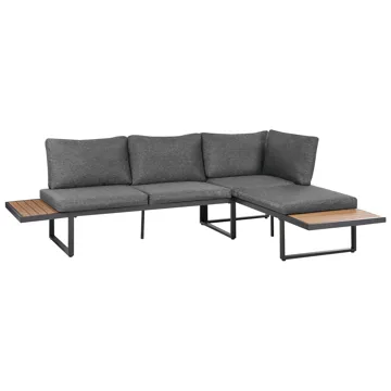 Hjørnesofa udendørs med bord 4-personers Pienza højrevendt - Grå/Brun/Sort - Havemøbler - Loungemøbler - Sofagrupper udendørs