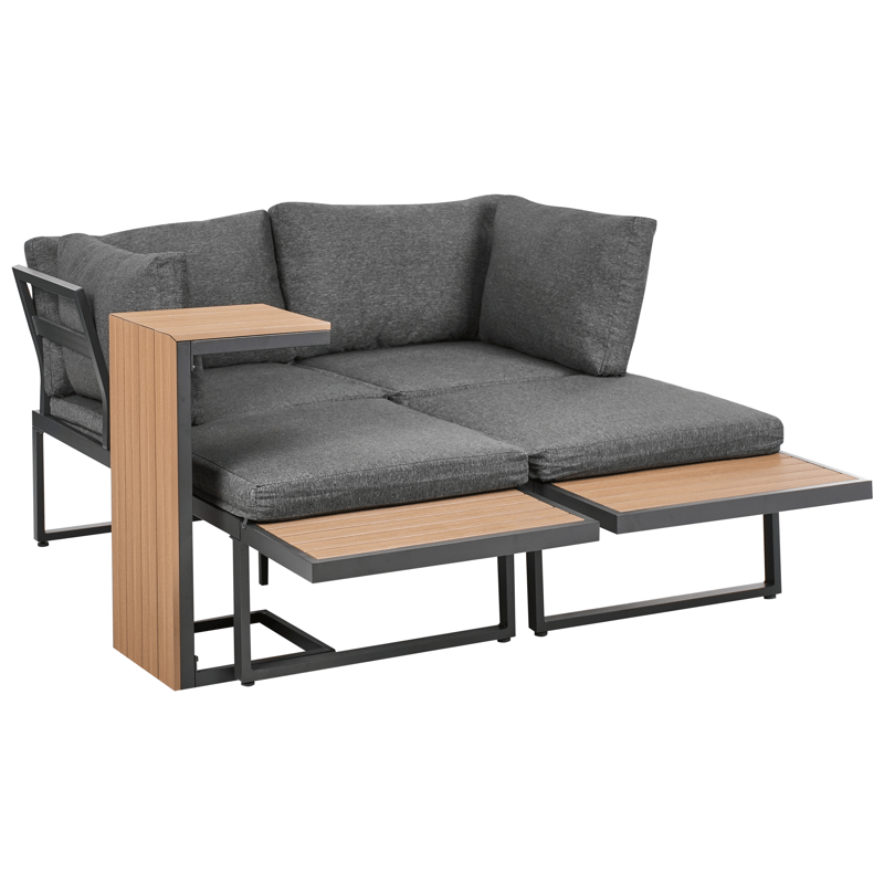 Hjørnesofa udendørs med bord 4-personers Pienza højrevendt - Grå/Brun/Sort - Have - Udendørs miljø - Altan & terrasse - Altanmøbler