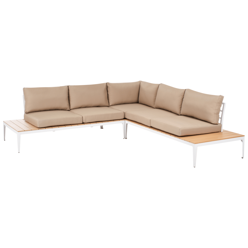 Hjørnesofa udendørs med bord 5-personers Positano - Brun/Hvid/Brun - Have - Udendørs miljø - Altan & terrasse - Altanmøbler