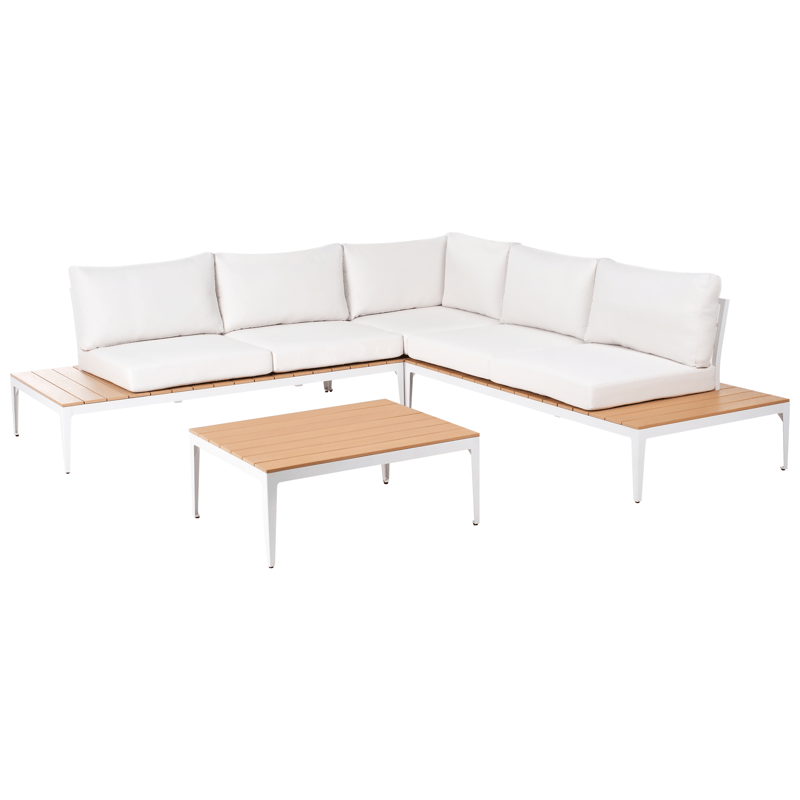 Hjørnesofa udendørs med bord 5-personers Positano - Hvid/Brun - Have - Udendørs miljø - Altan & terrasse - Altanmøbler