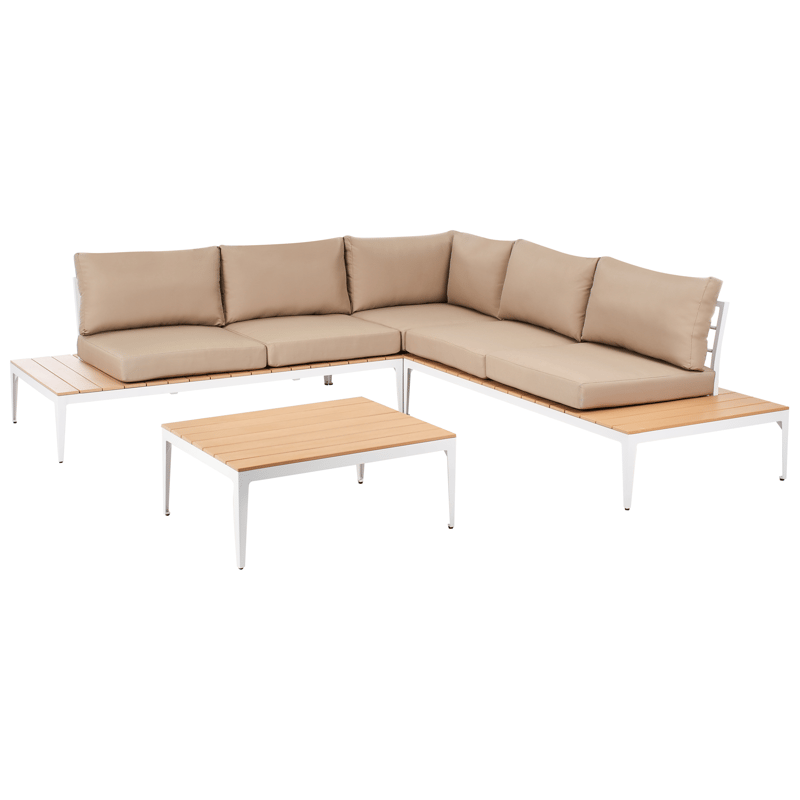 Hjørnesofa udendørs med bord 5-personers Positano - Brun/Hvid/Brun - Have - Udendørs miljø - Altan & terrasse - Altanmøbler