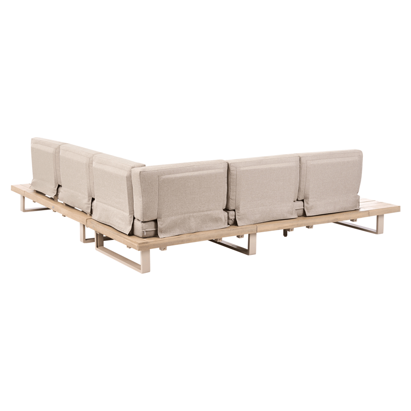 Hjørnesofa udendørs med bord 5-personers Mykonos højrevendt akacietræ - Beige/Brun - Havemøbler - Loungemøbler - Sofagrupper udendørs