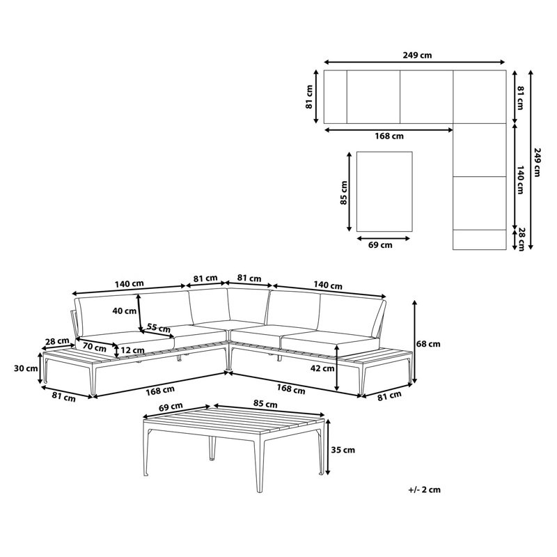 Hjørnesofa udendørs med bord 5-personers Positano - Brun/Hvid/Brun - Have - Udendørs miljø - Altan & terrasse - Altanmøbler