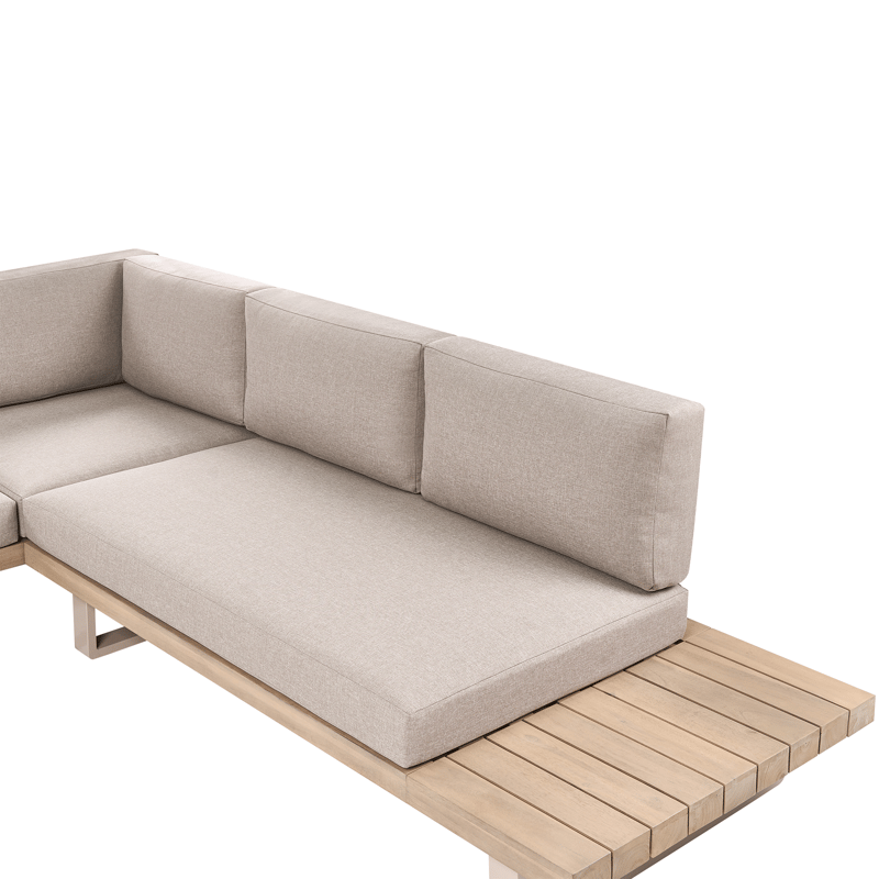 Hjørnesofa udendørs med bord 5-personers Mykonos højrevendt akacietræ - Beige/Brun - Havemøbler - Loungemøbler - Sofagrupper udendørs