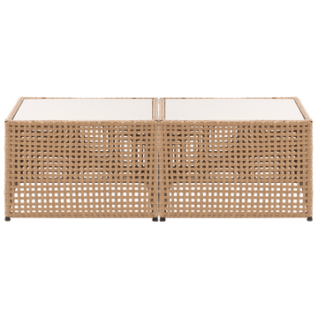 Hjørnesofa udendørs med bord 6-personers Omegana modulær kunstflet - Beige/Sort - Havemøbler - Loungemøbler - Sofagrupper udendørs