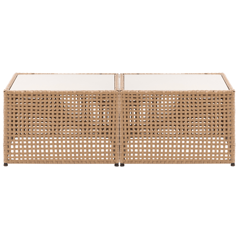 Hjørnesofa udendørs med bord 6-personers Omegana modulær kunstflet - Beige/Sort - Have - Udendørs miljø - Altan & terrasse - Altanmøbler