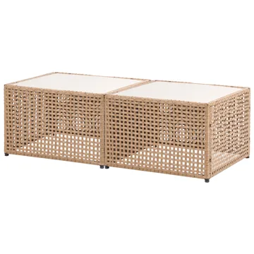 Hjørnesofa udendørs med bord 6-personers Omegana modulær kunstflet - Beige/Sort - Havemøbler - Loungemøbler - Sofagrupper udendørs