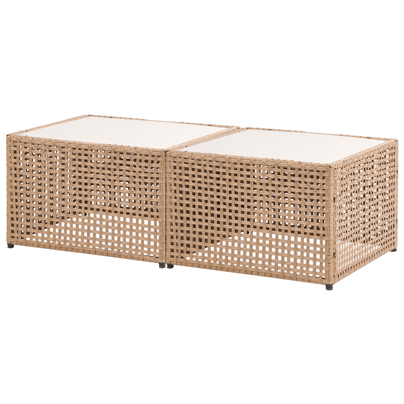 Hjørnesofa udendørs med bord 6-personers Omegana modulær kunstflet - Beige/Sort - Have - Udendørs miljø - Altan & terrasse - Altanmøbler