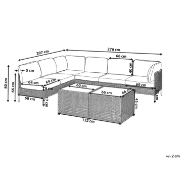 Hjørnesofa udendørs med bord 6-personers Omegana modulær kunstflet - Beige/Sort - Havemøbler - Loungemøbler - Sofagrupper udendørs