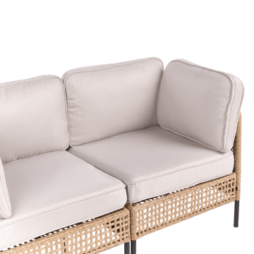 Hjørnesofa udendørs med bord 6-personers Omegana modulær kunstflet - Beige/Sort - Havemøbler - Loungemøbler - Sofagrupper udendørs