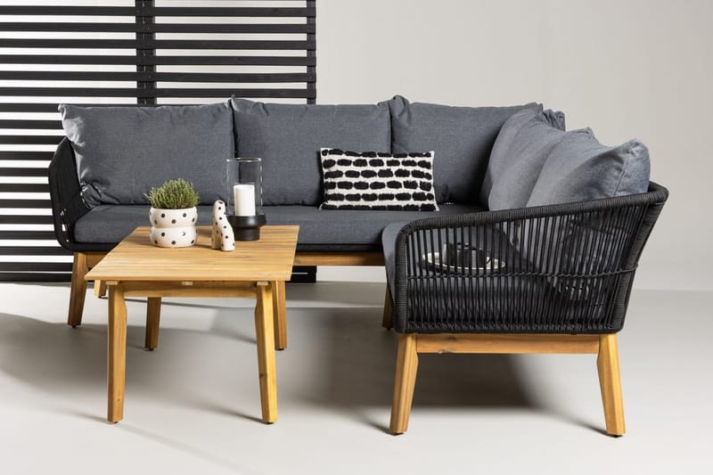 Hjørnesofasæt 4-personers Chania til udendørs, Sort