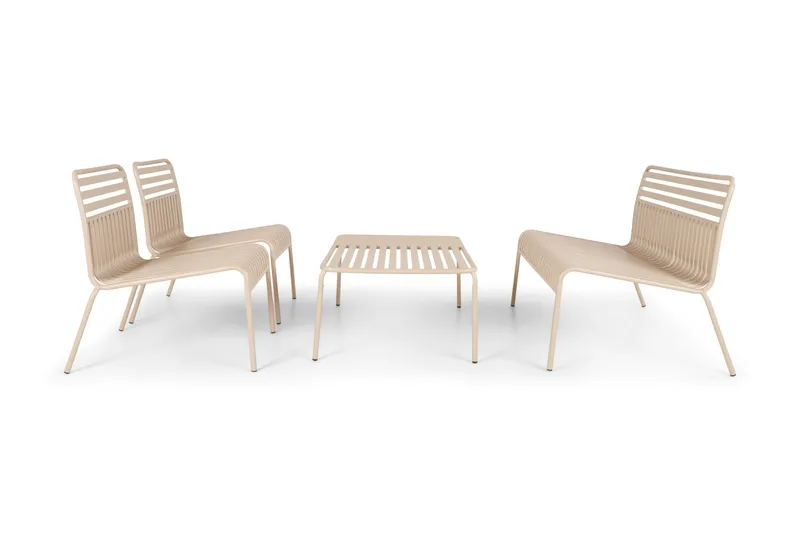 Jarva lille 4-personers sofasæt til udendørsbrug i metal, Taupe