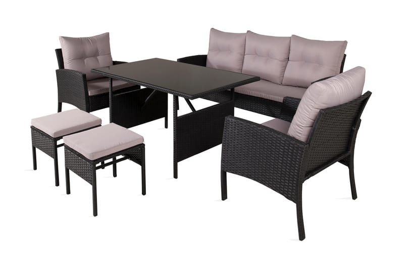 Knock Loungesæt Sort - Venture Home - Altanmøbler - Sofagrupper udendørs - Loungesæt