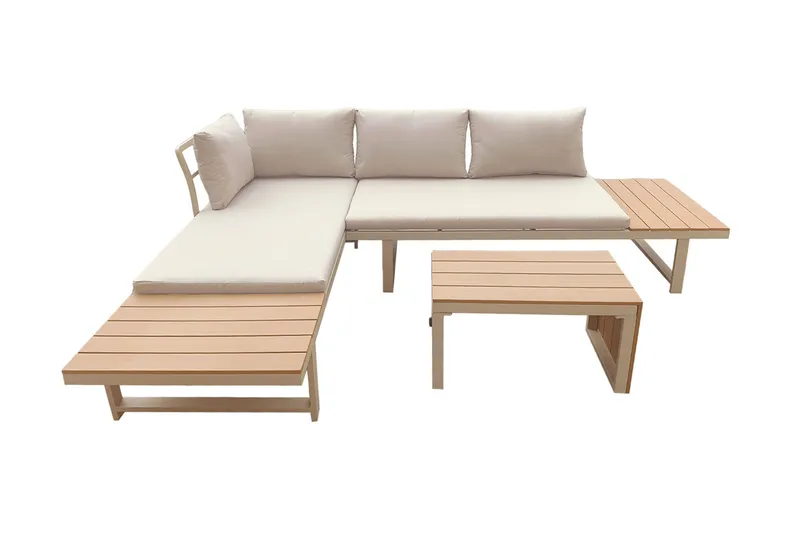 Lainelle 4-personers sofagruppe til altan og terrasse med beige hynder, Beige
