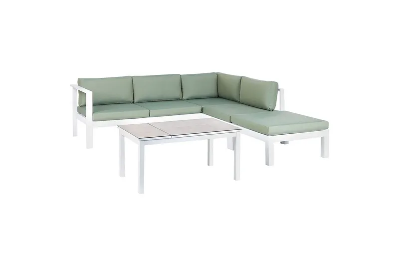 Loungegrupp 5-sits Beliani Messina Grön/vit/grå Green||White||Grey - Havemøbler - Loungemøbler - Sofagrupper udendørs