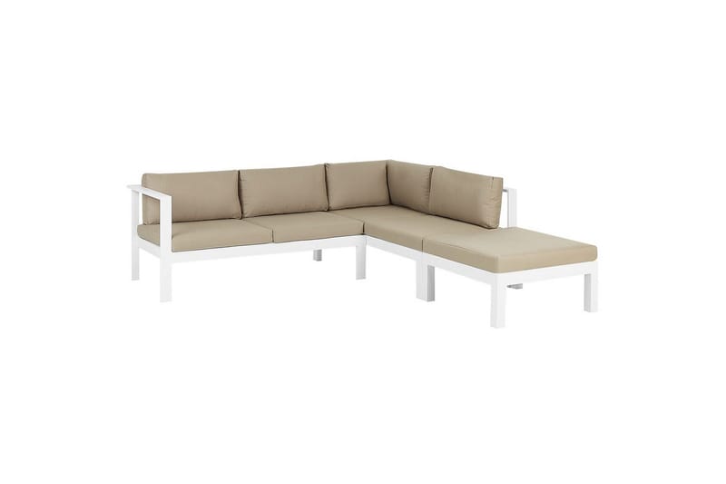 Loungegrupp 5-sits Beliani Messina Grön/vit/grå White||Grey||Beige - Havemøbler - Loungemøbler - Sofagrupper udendørs