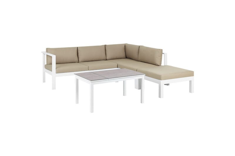 Loungegrupp 5-sits Beliani Messina Grön/vit/grå White||Grey||Beige - Havemøbler - Loungemøbler - Sofagrupper udendørs