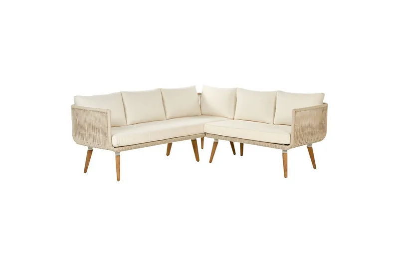 Loungegrupp Beliani Alcamo Beige||Light wood||White - Havemøbler - Loungemøbler - Sofagrupper udendørs