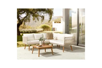 Loungegrupp Beliani Alcamo Beige||Light wood||White - Havemøbler - Loungemøbler - Sofagrupper udendørs