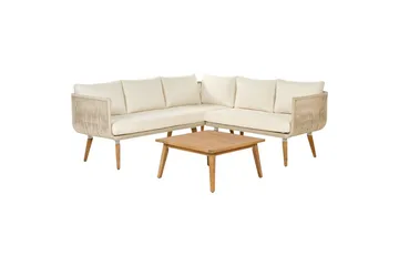 Loungegrupp Beliani Alcamo Beige||Light wood||White - Havemøbler - Loungemøbler - Sofagrupper udendørs