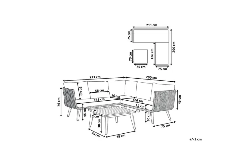 Loungegrupp Beliani Alcamo Beige||Light wood||White - Havemøbler - Loungemøbler - Sofagrupper udendørs