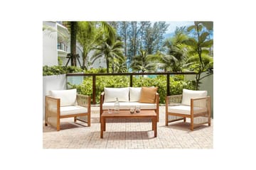 Loungegrupp Beliani Antria Ljus trä/beige Light wood||Beige - Havemøbler - Loungemøbler - Sofagrupper udendørs