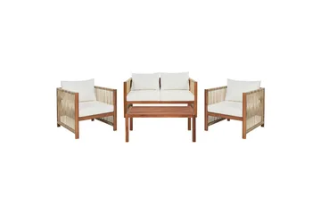 Loungegrupp Beliani Antria Ljus trä/beige Light wood||Beige - Havemøbler - Loungemøbler - Sofagrupper udendørs