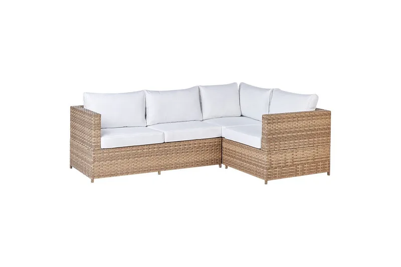 Loungegrupp Beliani Avola White||Natural - Havemøbler - Loungemøbler - Sofagrupper udendørs