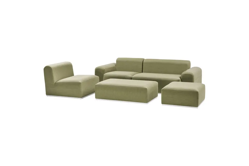 Loungegrupp Beliani Battifollo Beige/vit Green||White - Havemøbler - Loungemøbler - Sofagrupper udendørs