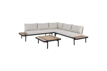 Loungegrupp Beliani Bellariva White||Light wood||Black - Havemøbler - Loungemøbler - Sofagrupper udendørs