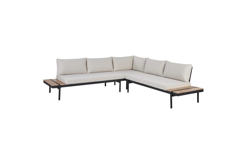 Loungegrupp Beliani Bellariva White||Light wood||Black - Havemøbler - Loungemøbler - Sofagrupper udendørs