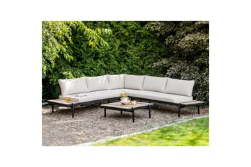 Loungegrupp Beliani Bellariva White||Light wood||Black - Havemøbler - Loungemøbler - Sofagrupper udendørs
