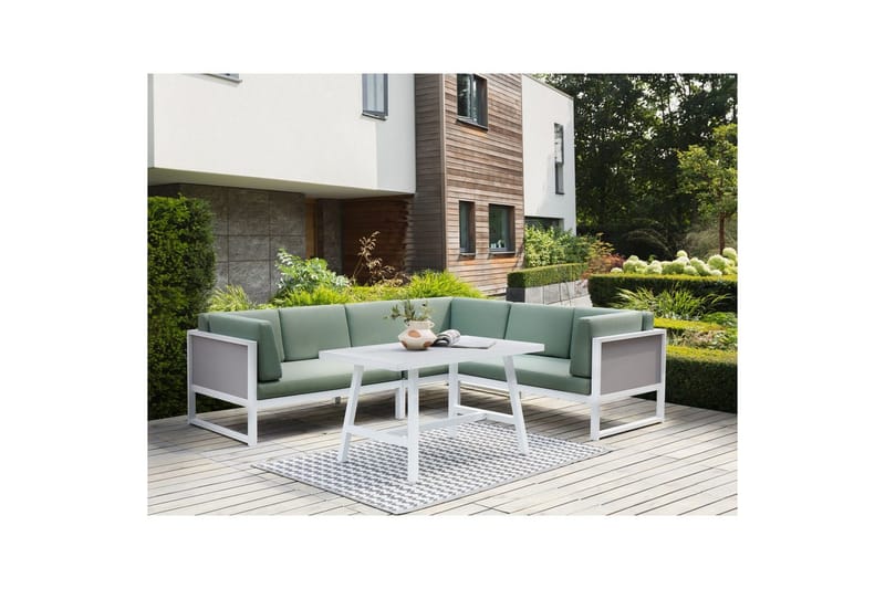 Loungegrupp Beliani Castella/Fratte Grön/vit/grå Green||White||Grey - Havemøbler - Loungemøbler - Sofagrupper udendørs