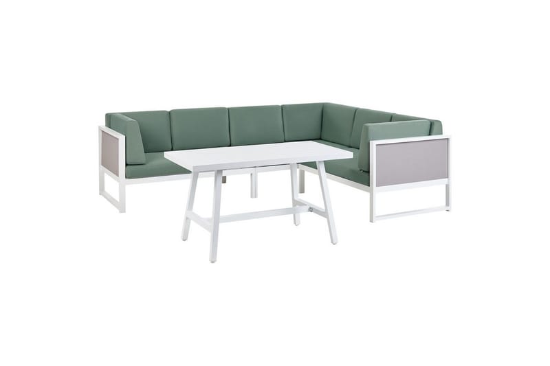 Loungegrupp Beliani Castella/Fratte Grön/vit/grå Green||White||Grey - Havemøbler - Loungemøbler - Sofagrupper udendørs