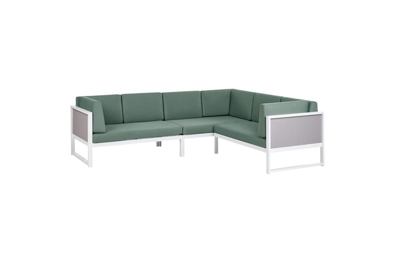 Loungegrupp Beliani Castella/Fratte Grön/vit/grå Green||White||Grey - Havemøbler - Loungemøbler - Sofagrupper udendørs