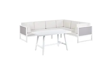 Loungegrupp Beliani Castella/Fratte Grön/vit/grå White||Grey - Havemøbler - Loungemøbler - Sofagrupper udendørs