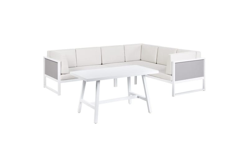 Loungegrupp Beliani Castella/Fratte Grön/vit/grå White||Grey - Havemøbler - Loungemøbler - Sofagrupper udendørs