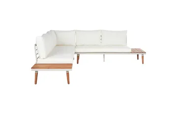 Loungegrupp Beliani Corato Grå/mörkt trä/ljust trä White||Light wood - Havemøbler - Loungemøbler - Sofagrupper udendørs